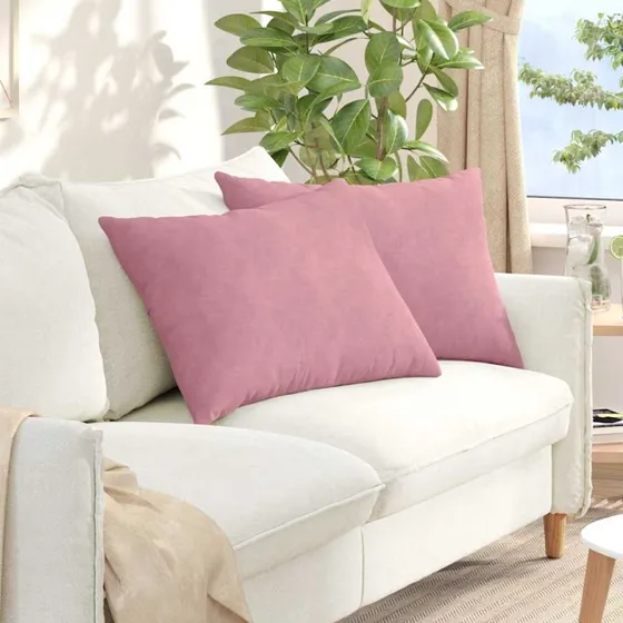vidaXL Sofapuder 2 stk Lyserød 70 x 50 cm Velourstof