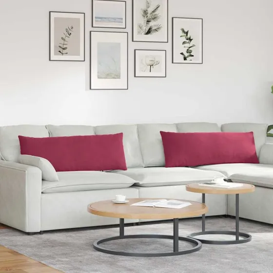 vidaXL Sofapuder 2 stk, Vinrød, 120 x 40 cm, Velourstof