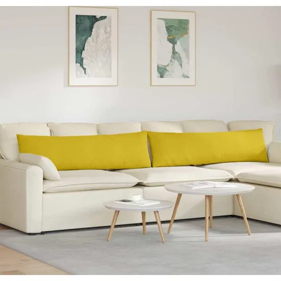vidaXL Sofapuder 2 stk, Gul, 145 x 40 cm, Velourstof