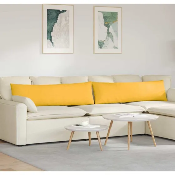 vidaXL Sofapuder 2 stk Lys Gul 145 x 40 cm Velourstof
