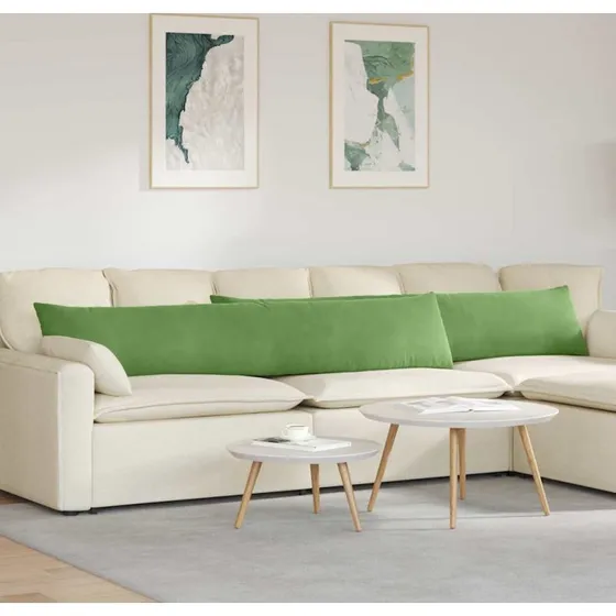 vidaXL Sofapuder 2 stk Lysegrøn 200 x 40 cm Velourstof