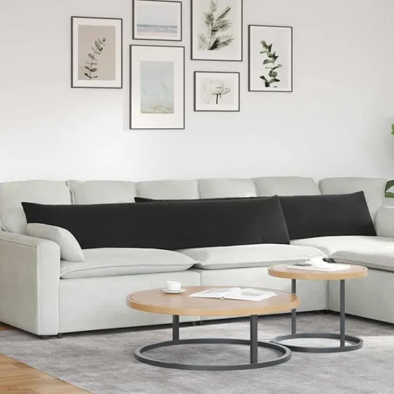 vidaXL Sofapuder 2 stk 200 x 40 cm Sort Velourstof