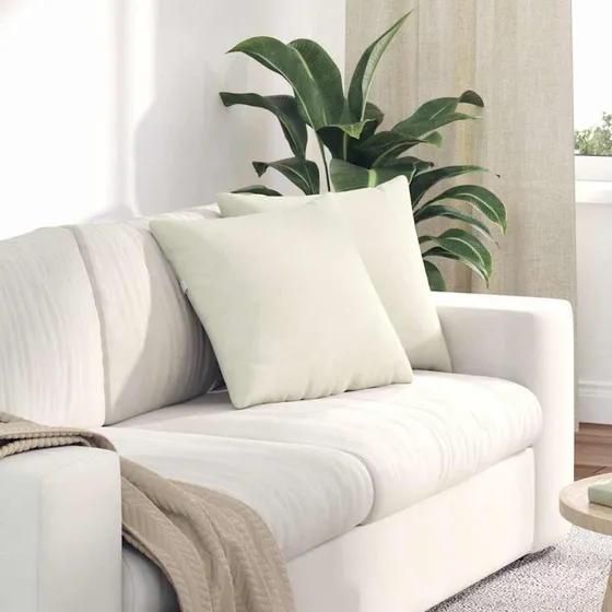 vidaXL Sofapuder 2 stk Creme 45 x 45 cm Velourstof