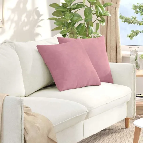 vidaXL Sofapuder 2 stk Lyserød 50 x 50 cm Velourstof