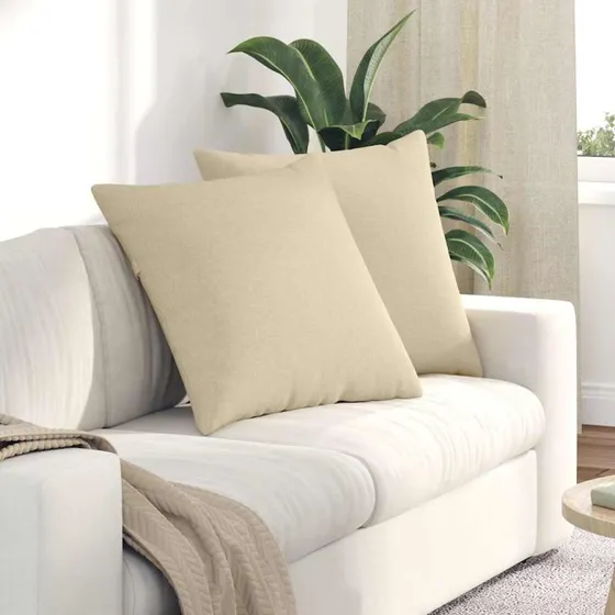 vidaXL Sofapuder 2 stk Creme 60 x 60 cm Stof