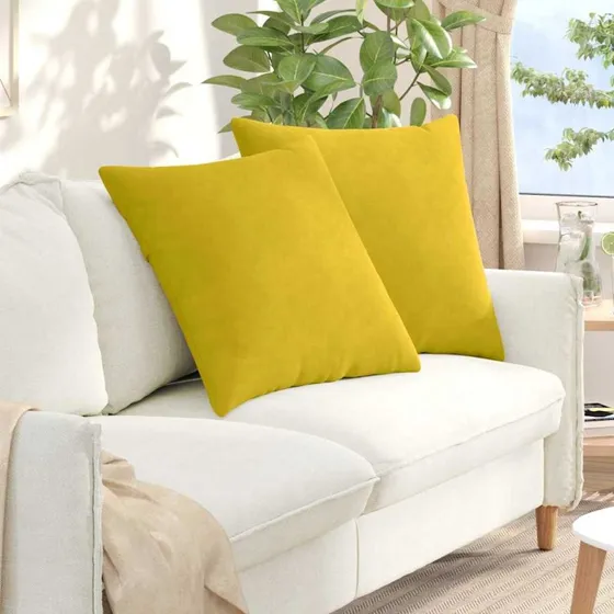 vidaXL Sofapuder 2 stk, Gul, 60 x 60 cm, Velourstof