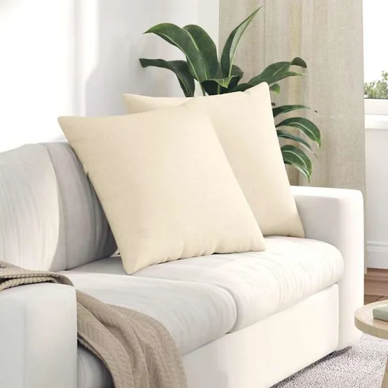 vidaXL Sofapuder 2 stk Creme 80x80 cm Velourstof