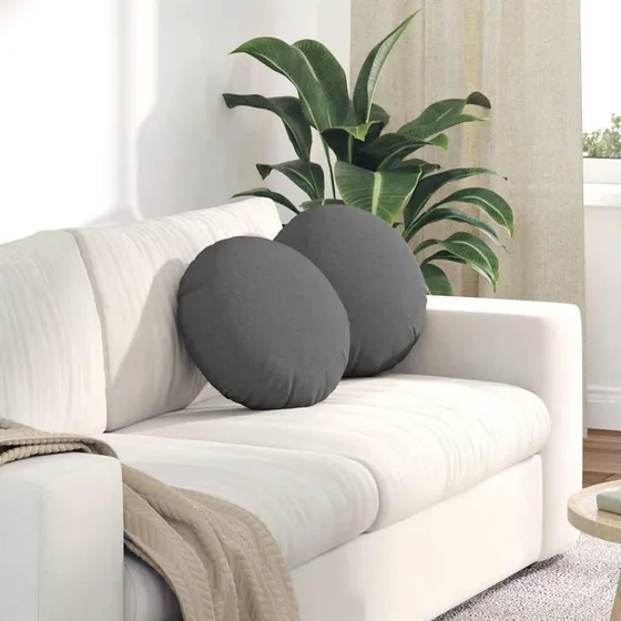 vidaXL Sædepuder 2 stk Mørkegrå Ø40 x 13 cm Stof