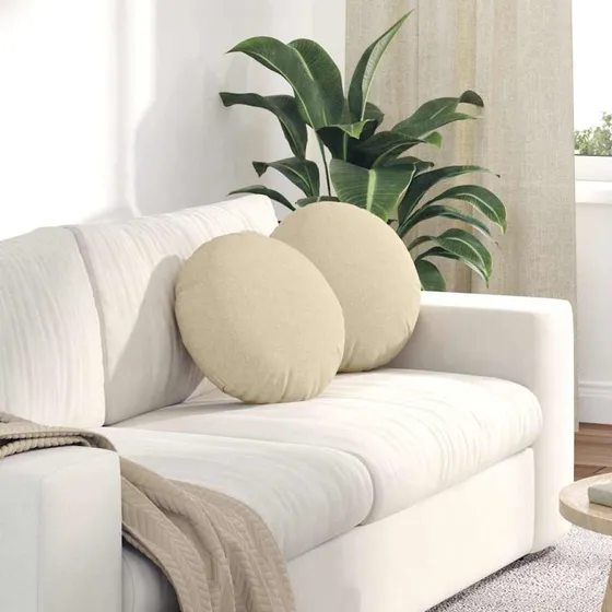 vidaXL Sædepuder 2 stk Creme Ø40 x 13 cm Stof