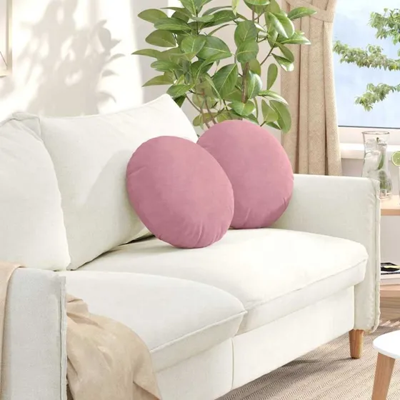 vidaXL Sædepuder 2 stk Lyserød Ø 40 x 13 cm Fløjl