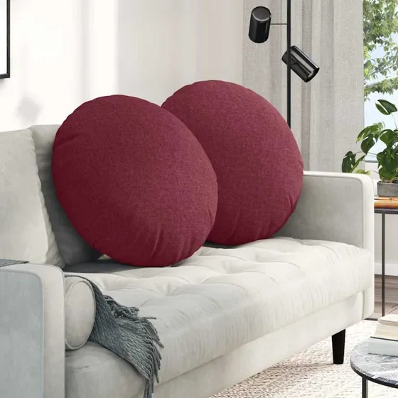 vidaXL Sædepuder 2 stk Vinrød Ø60 x 21 cm Stof