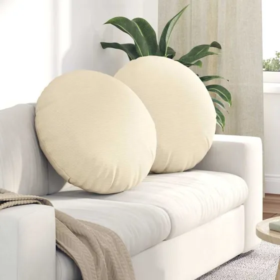 vidaXL Sædepuder 2 stk Creme Ø60 cm Velourstof