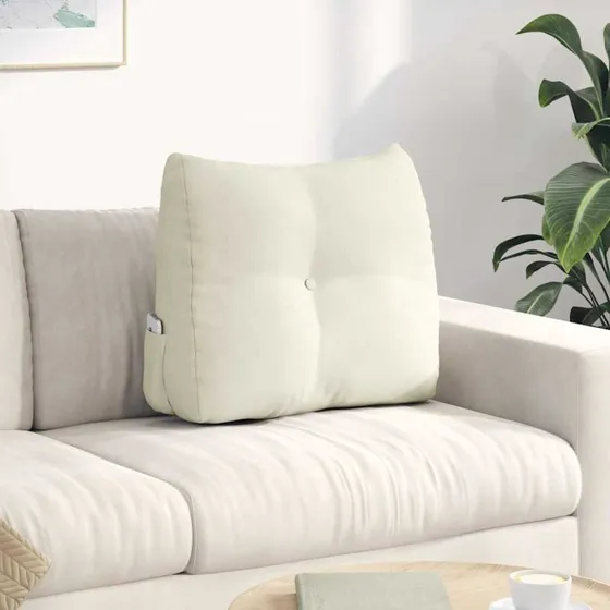 vidaXL Rygpude Creme 60 x 24 x 50 cm Fløjl