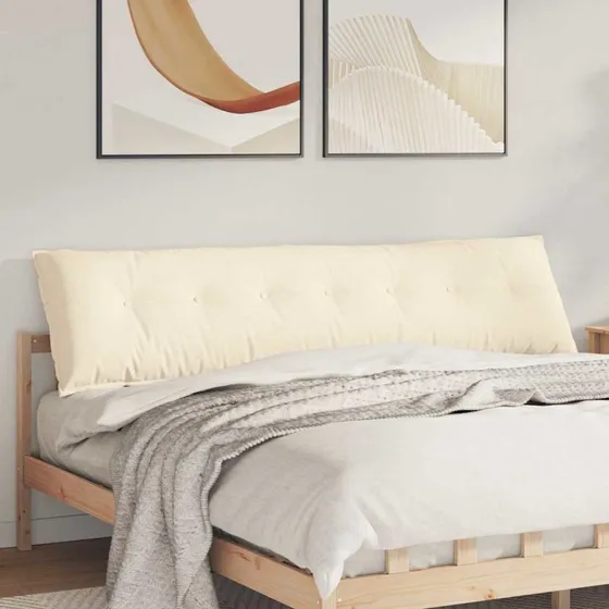 vidaXL Rygpude Creme 200 x 50 cm Velourstof
