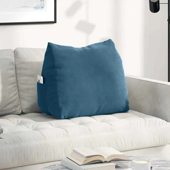 vidaXL Rygpude Blå 60 x 20 x 50 cm Velourstof