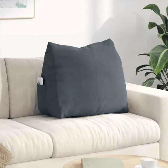 vidaXL Rygpude Mørkegrå 60 x 20 x 50 cm Velourstof