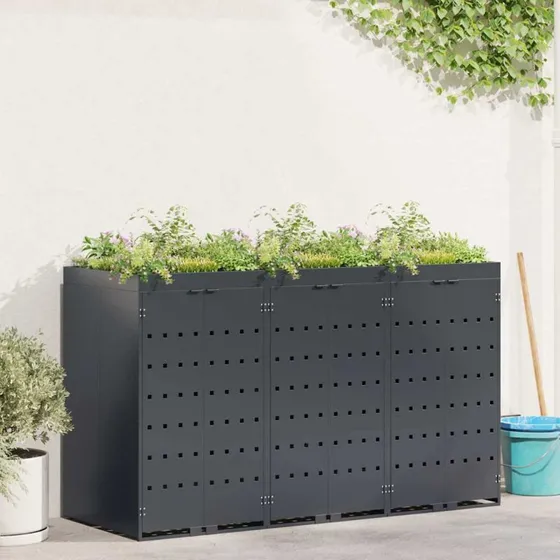 vidaXL Wheelie Bin Opbevaring 3 containere Antracit