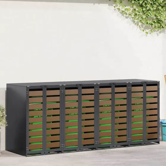vidaXL Wheelie Bin Opbevaring 3 containere Antracit Stål