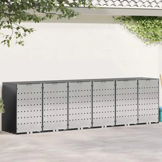 vidaXL Wheelie Bin Opbevaring til 3 containere, antracit