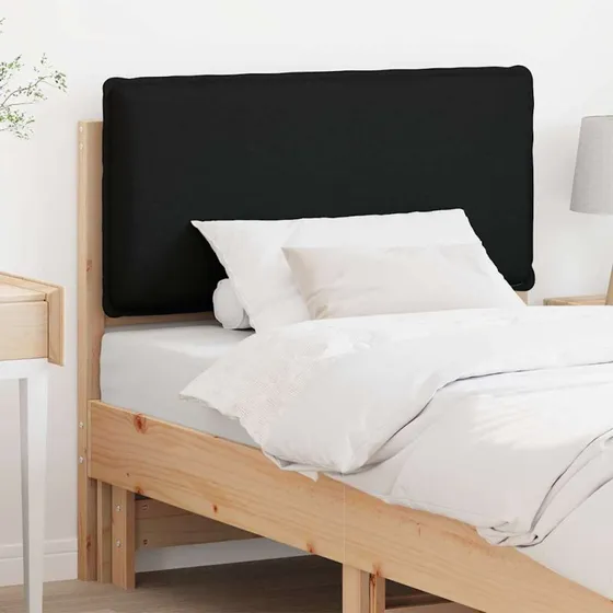 vidaXL Polstret Sengegavl 80 cm Naturlig/Sort Massiv Fyrretræ