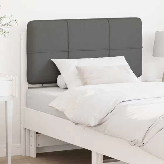 vidaXL Polstret Sengegavl 80 cm Hvid/Lys Grå Massiv Fyrretræ