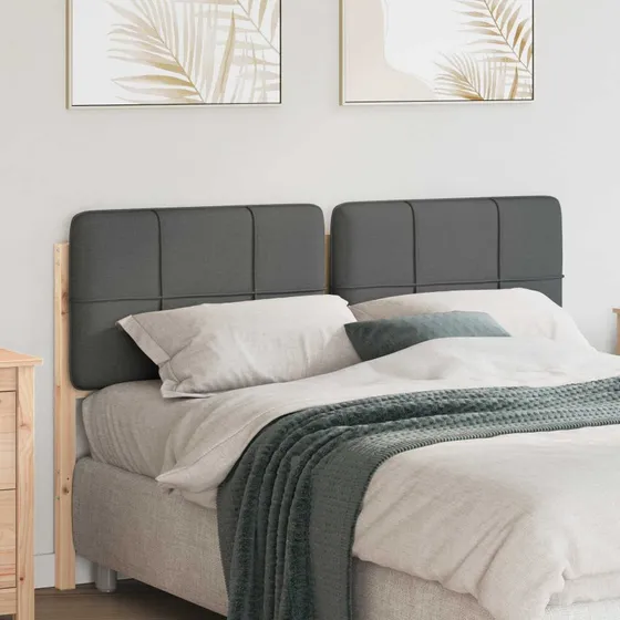 vidaXL Polstret Sengegavl 140 cm Brun/Lys Grå, Massiv Fyrretræ