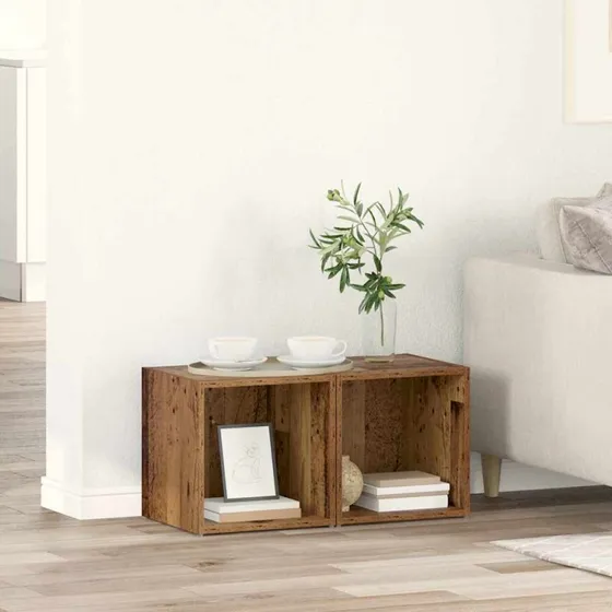 vidaXL TV-møbelsæt 2 pcs Gammelt træ 37 x 35 x 37,5 cm