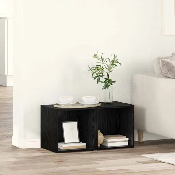 vidaXL TV-møbelsæt 2 pcs Sort 37 x 35 x 37,5 cm Konstrueret træ