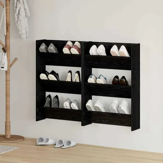 vidaXL Sko Skab 2 pcs Sort 60 x 18 x 90 cm Konstrueret Træ