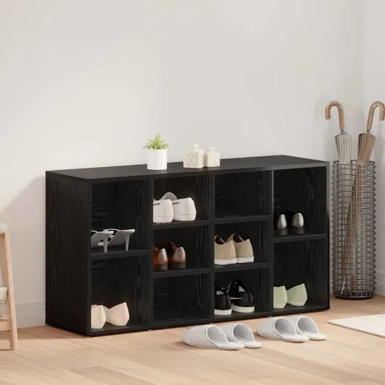 vidaXL Sko bænk med hylde, Sort, 103 x 30 x 54,5 cm, Konstrueret træ