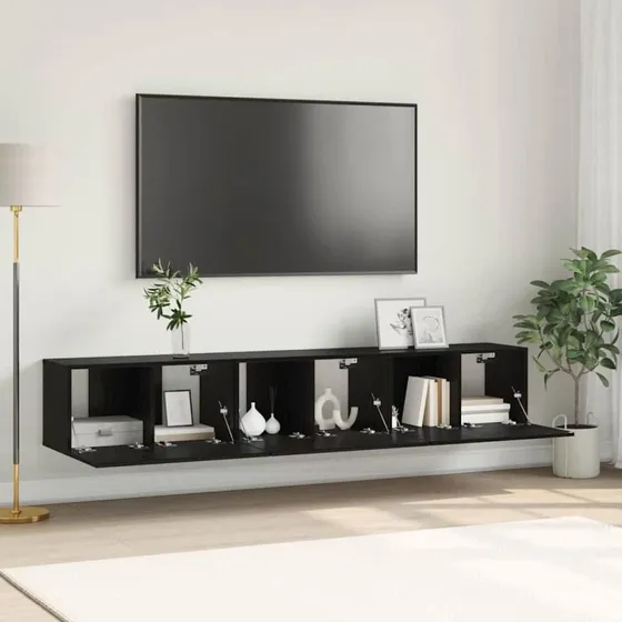 vidaXL TV-møbelsæt 3 stk, Sort, 60 x 30 x 30 cm, Konstrueret træ