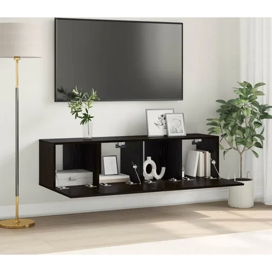 vidaXL TV-møbelsæt 2 stk, Sort, 60 x 30 x 30 cm, Konstrueret træ
