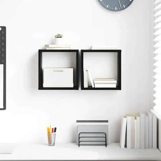 vidaXL Væghylder 2 stk Sort eg Konstrueret træ 26 x 15 x 26 cm