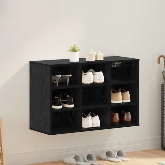vidaXL Sko Skab med Hylde 77,5 x 30 x 51 cm Sort Konstrueret Træ