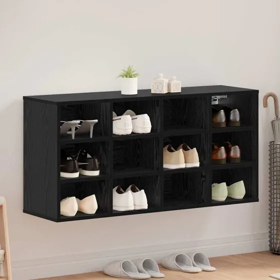 vidaXL Sko Skab med Hylde, Sort, 103 x 30 x 51 cm, Konstrueret Træ