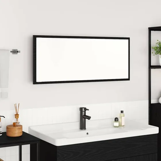 vidaXL Spejl Vægmonteret Sort 90 x 8,5 x 37 cm Træ