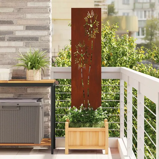 vidaXL Haveprivatlivsskærm Fretwork 32 x 140 cm Rustet Stål