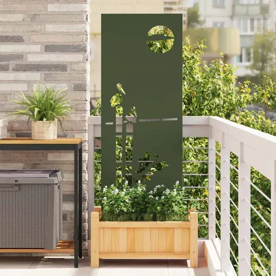 vidaXL Haveprivatlivsskærm Olivengrøn 50 x 140 cm Koldvalset Stål