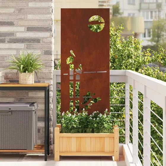 vidaXL Haveprivatlivsskærm Fretwork 50 x 140 cm Forvitret Stål