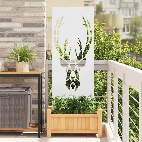vidaXL Haveprivatlivsskærm Dyreprint Hvid 50 x 140 cm Koldvalset Stål