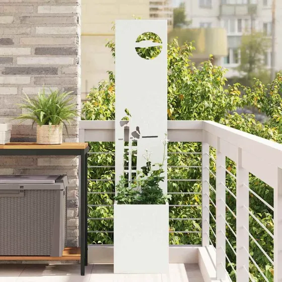 vidaXL Haveprivatlivsskærm Hvid 32 x 140 cm Koldvalset Stål