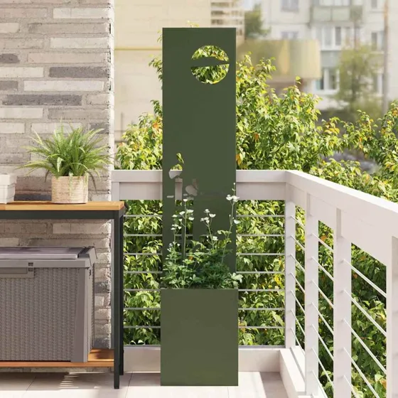 vidaXL Haveprivatlivsskærm Olivengrøn 32 x 150 cm Koldvalset Stål