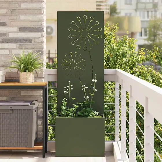 vidaXL Haveprivatlivsskærm Olivengrøn 50 x 150 cm Koldvalset stål