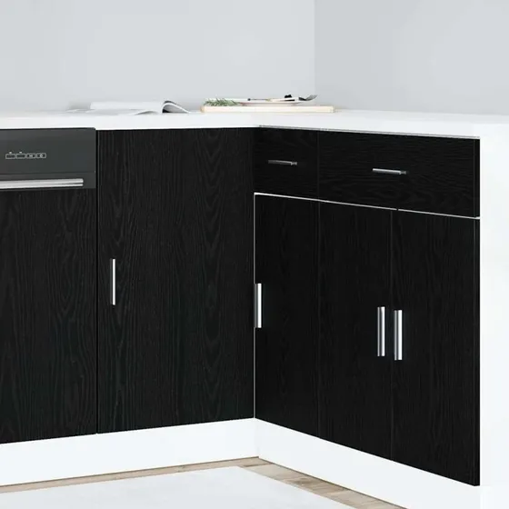 vidaXL Køkken Hjørne Base Skab Sort 86x46x81,5 cm
