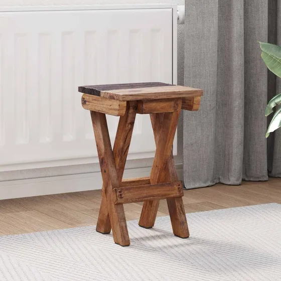 vidaXL Taburet Naturfarvet 30 x 30 x 48 cm Massivt Genbrugstræ