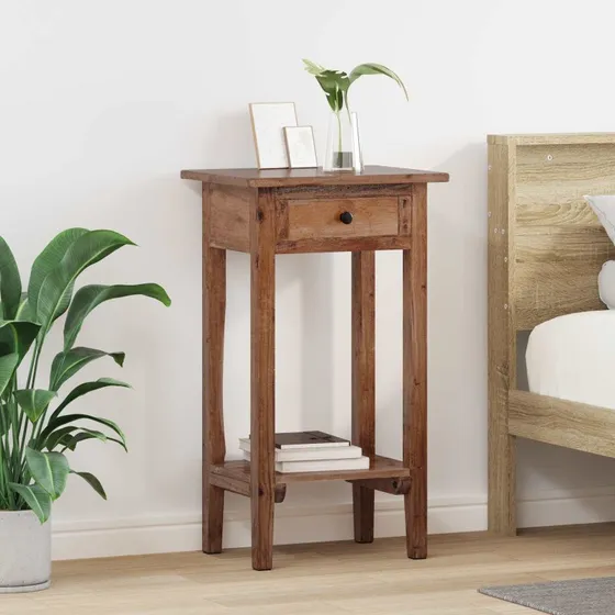 vidaXL Planteholder med skuffe Brun 34 x 25 x 52 cm Mahogni Træ