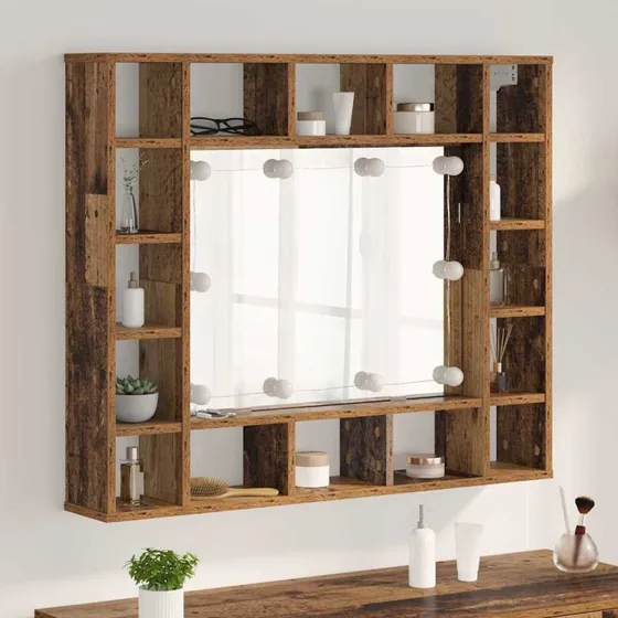 vidaXL Spejlskab Gammelt Træ 91 x 15 x 76,5 cm