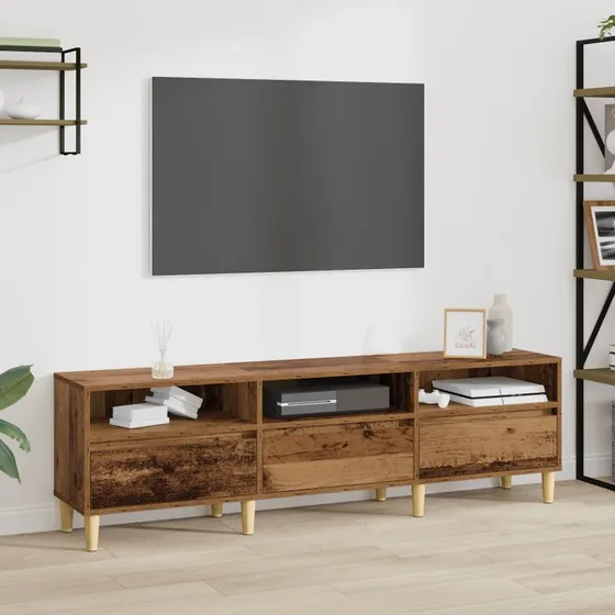vidaXL TV-skab med skuffe, gammelt træ, 150 x 30 x 45 cm