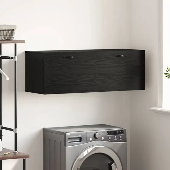 vidaXL Vægmonteret Skab Sort 100 x 36,5 x 35 cm Konstrueret Træ
