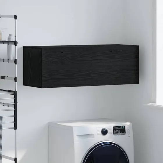 vidaXL Vægmonteret Skab Sort 100 x 36,5 x 35 cm Konstrueret Træ